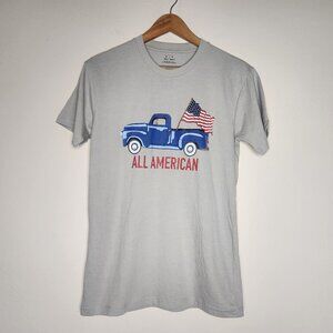 Celebrate It Mens Small Gray All American Gray Truck USA FLAG Graphic Shirt